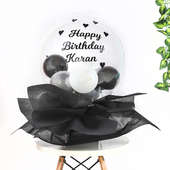 Custom Birthday Balloon Wish: Black tissue and bubble balloon bouquet