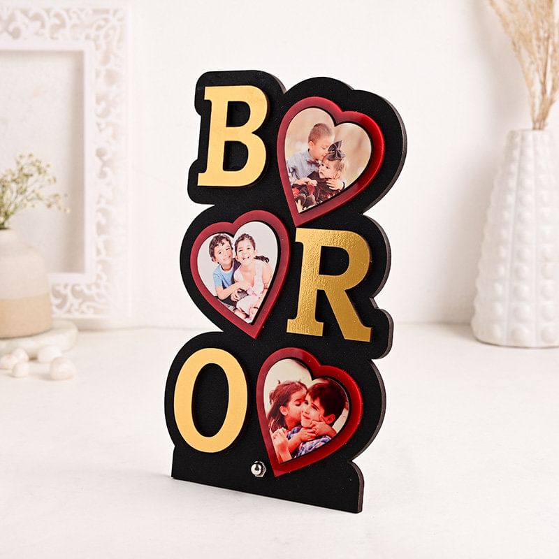 Send Custom Bro Frame Rakhi N Cookie Combo for Brother Online - Rakhi Personalised Gifts