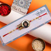 Packed view of Bro Mustache Rakhi with photo