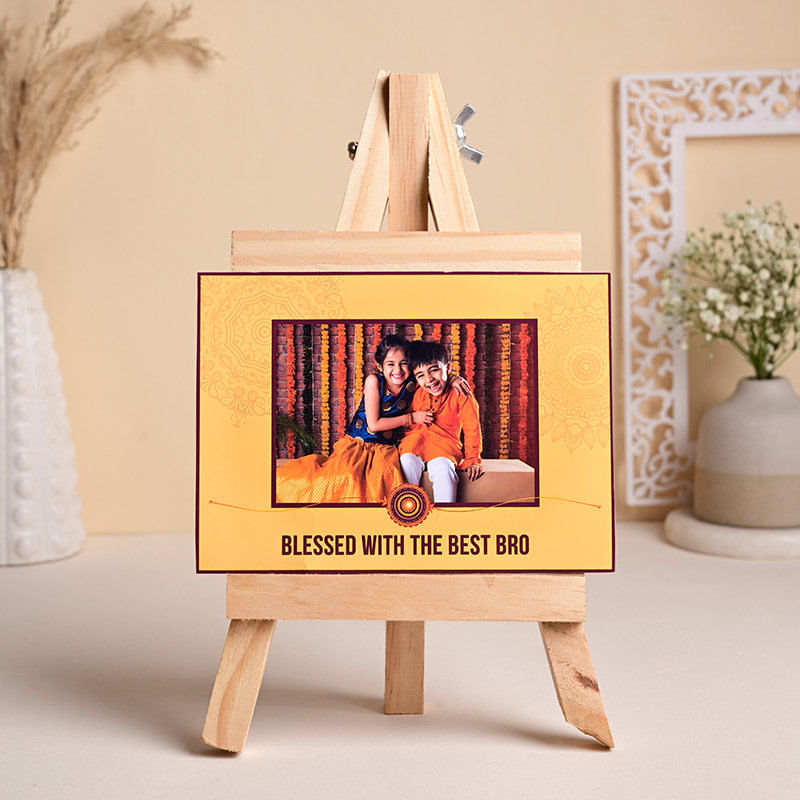 Buy Personalised Rakhi Online - Custom Frame With Sipper N BRO Rakhi