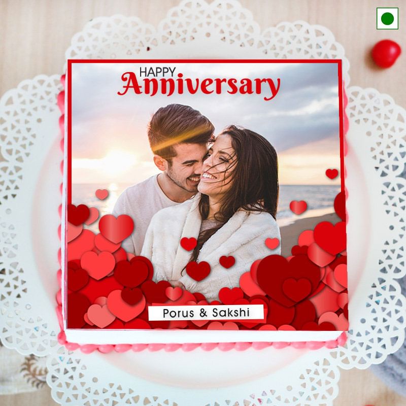 Personalised Eggless Anniversary Cake