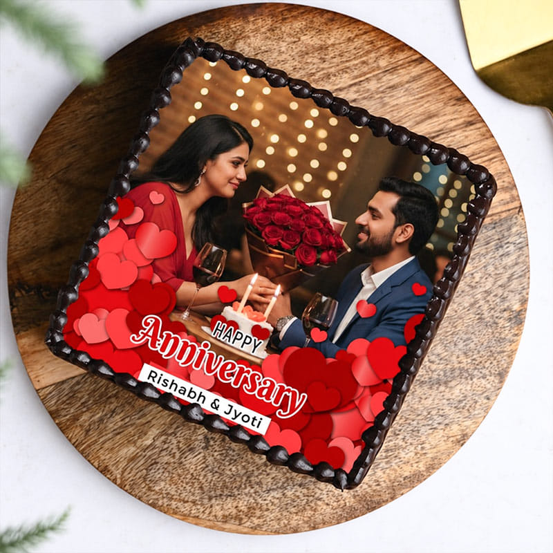 Custom Photo Anniversary Chocolate Cake