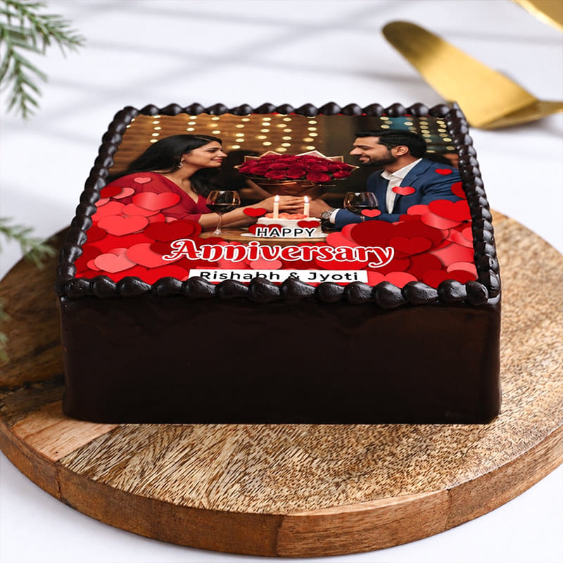 Custom Photo Anniversary Chocolate Cake