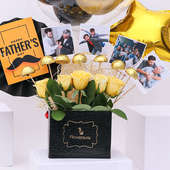 Custom Father Day Balloon Bouquet: Bunch of Golden, Yellow and Black Balloon bouquet