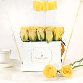 Arrangement of 24 Yellow Roses: Custom Floral Balloon Box