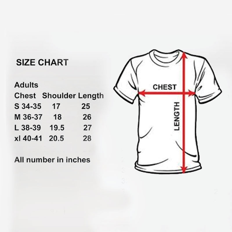 Custom B Day Month Tshirt Size Chart