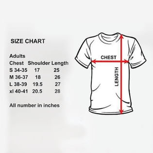 Custom B Day Month Tshirt Size Chart