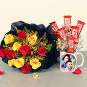 Custom Kitkat Mug and Roses Bouquet