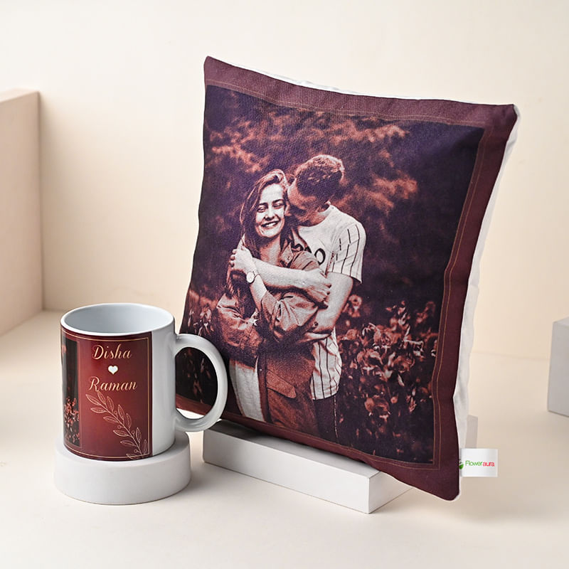 Romantic Mug and Cushion Gift Combo