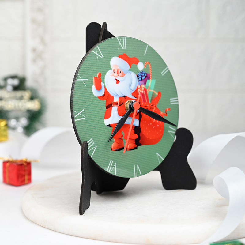 Side View of Round Customised Santa Clock