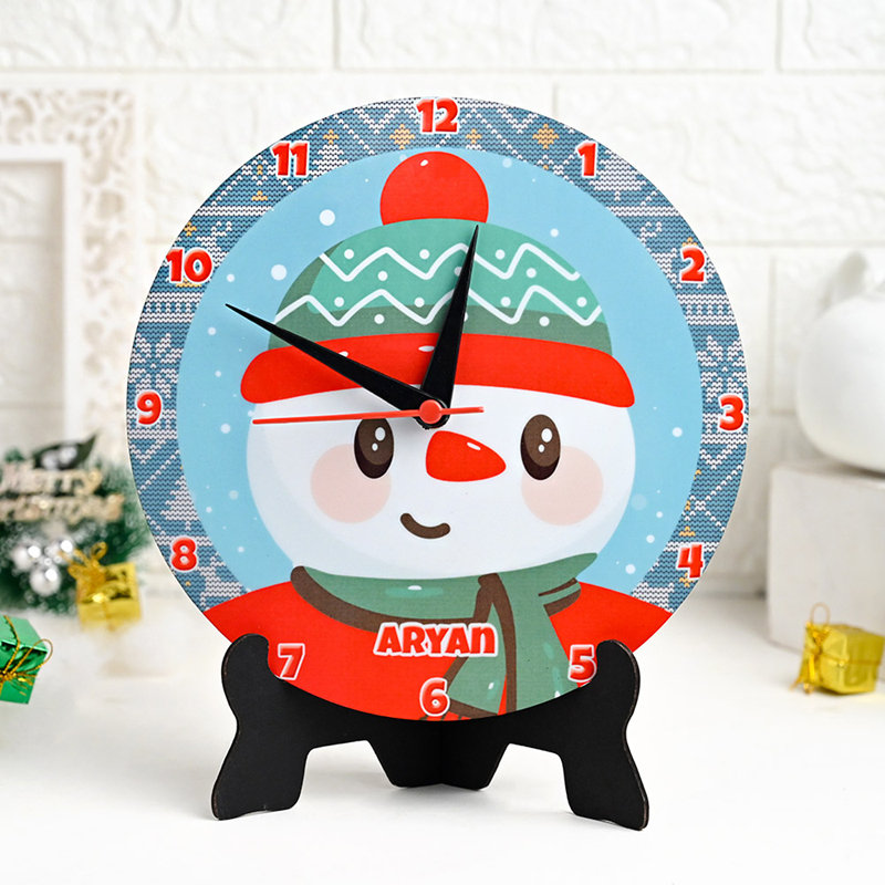 Custom Snowman Table Clock - A Personalised Christmas Gift