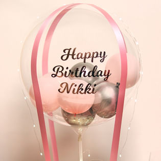 Custom White Rose Balloon Bouquet for Birthday