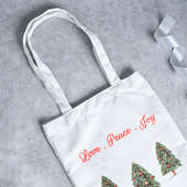Front View of Xmas Theme Tote Bags For Christmas