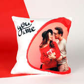 Front view of Customised You N Me printed cushion