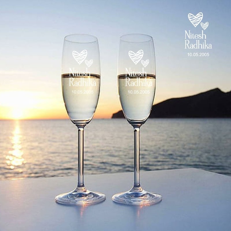 Customised Champagne Couple Glass Set