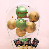 Customised Gold N Green Balloon Bouquet: Chrome and Bubble Balloons