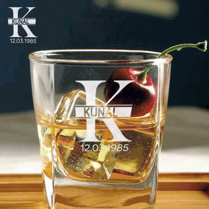 Alphabet Whiskey Personalised Glass-USA