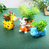 Cute Animal Planters With Artificial Plants