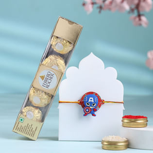 Cute Captain America Kids Rakhi With Chocolates-Singapore