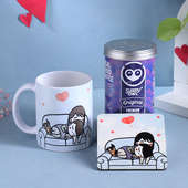 Cute Couple Mug N Coaster With Sleepy Owl Coffee