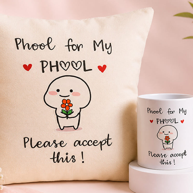 Cute Cushion N Mug Gift Combo for Your Phool