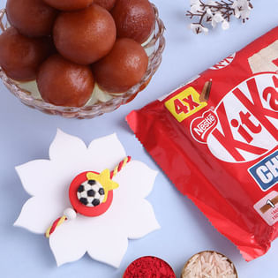 Cute Football Rakhi With Sweet Treats