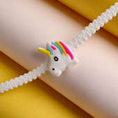 Buy Cartoon Rakhi for Kids Online - Cute Hearty White Pony Rakhi
