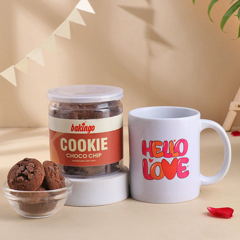 Cute Love Mug And Choco Cookies