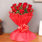 Send Flowers - Bunch of Red Roses and Chocolate Cake with Teddy