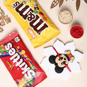 Cute Mickey Mouse Rakhi With Chocolates