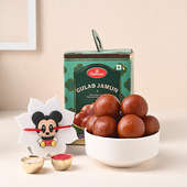 Mickey Mouse Kids Rakhi With Gulab Jamun