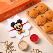 Cute Mickey Rakhi With Haldirams Motichoor Ladoo 