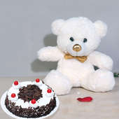 Cute N Sweet Combo - 12 Inch Teddy with 500gm Black Forest Cake