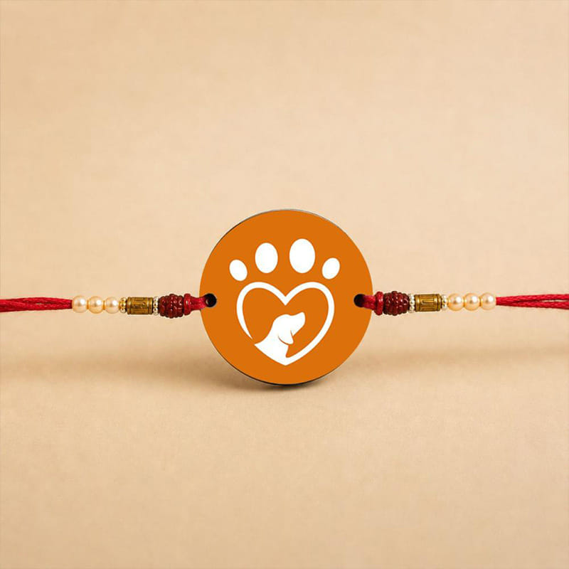Cute Pet Lover MDF Magnet Rakhi with Heart Paw Design
