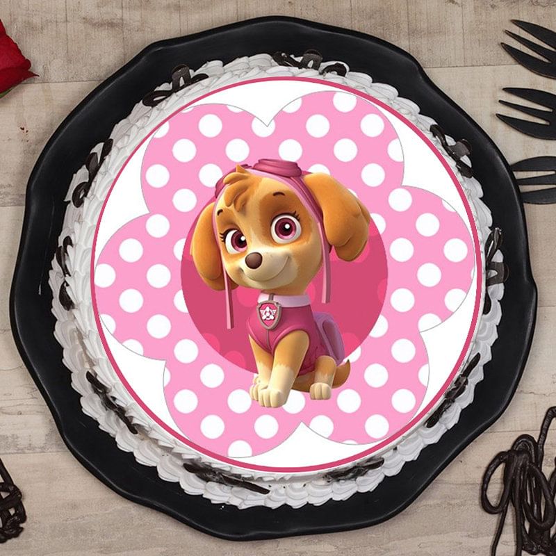 Cute Pink Puppy Cake for Kids Birthday