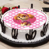 Tasty Pink Puppy Birthday Cake For Kid