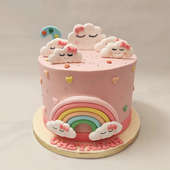 Cute Pink Rainbow Fondant Cake Delivery