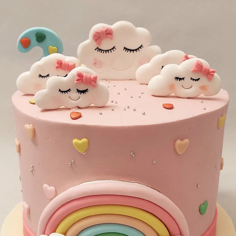 Cute Pink Rainbow Fondant Cake Delivery Online