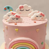 Cute Pink Rainbow Fondant Cake Delivery Online
