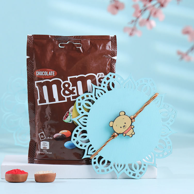 Cute Pooh Bear Rakhi With Chocolates