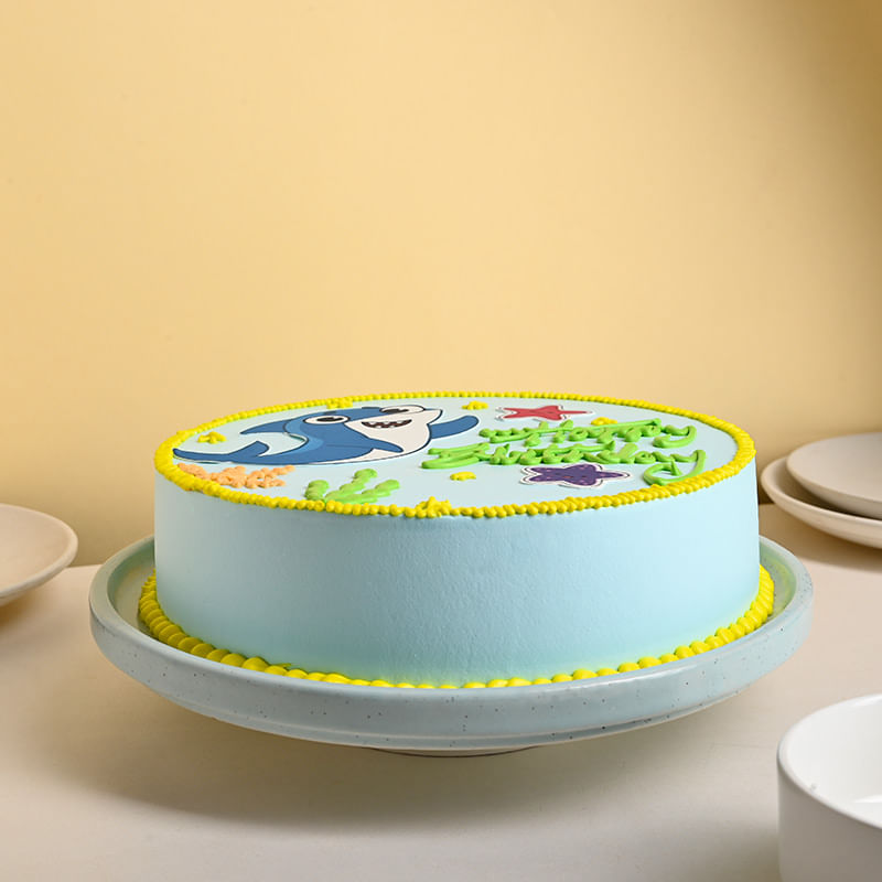 Cute Sea Creatures Birthday Cake - Side View