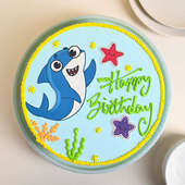 Cute Sea Creatures Birthday Cake - Top View