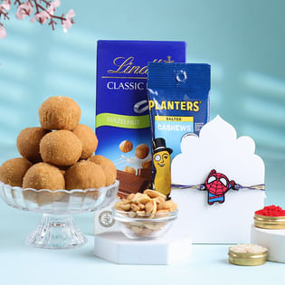Cute Spiderman Rakhi With Snacks N Sweets
