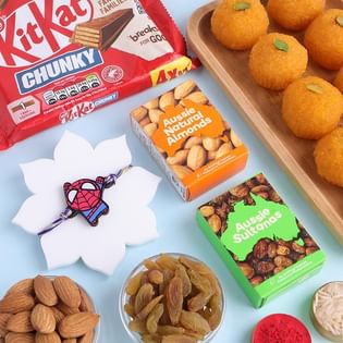 Cute Spiderman Rakhi With Sweet Nutty Delights
