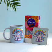 Cute Unicorn Mug N Coaster With Mini Cadbury Celebration