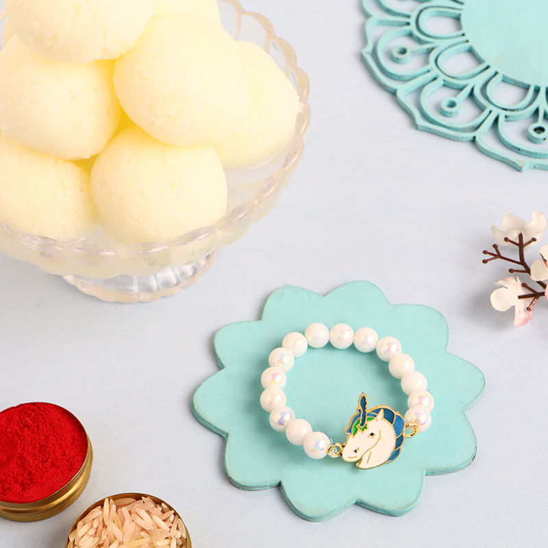 Cute Unicorn Rakhi N Rasgulla Combo