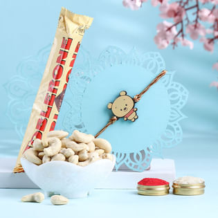 Cute Winnie Pooh Rakhi With Nuts N Chocolates-Belgium