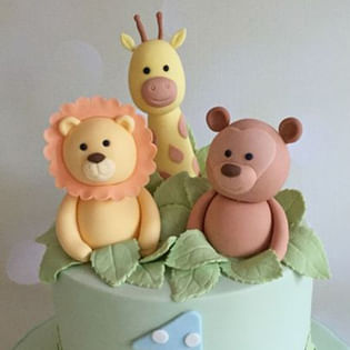Top View of Cutest Jungle Themed First Birthday Cake