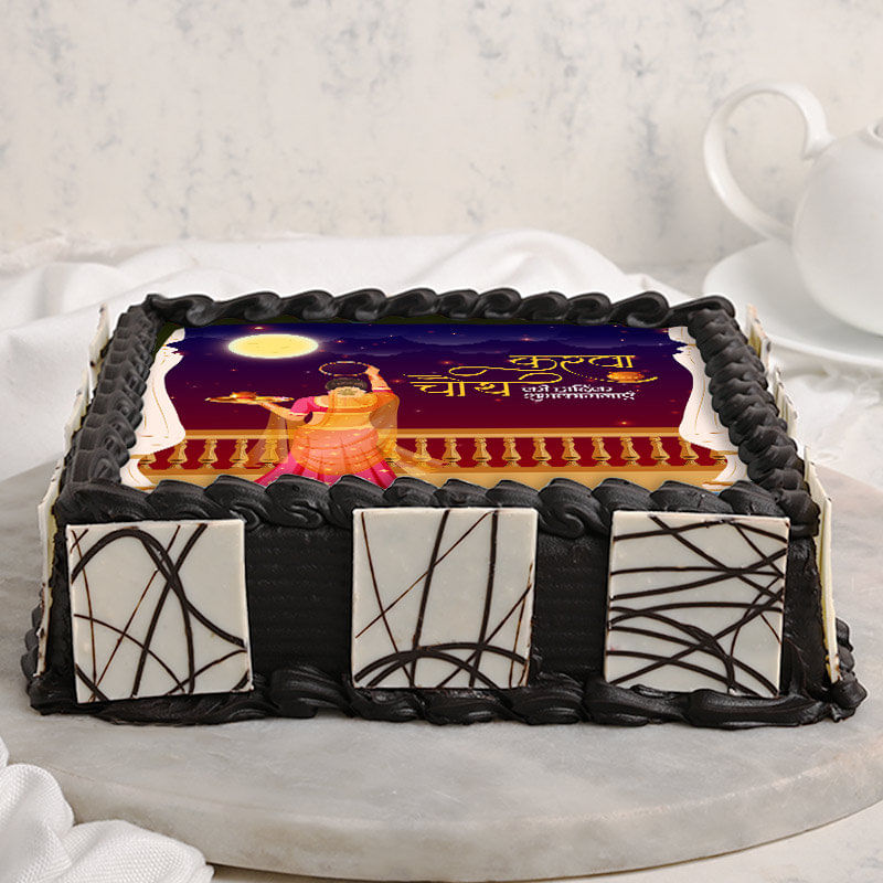 Dainty Chocolate Cake For Karwa Chauth