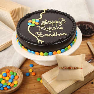 Chocolate Cake With Rudraksh Rakhi